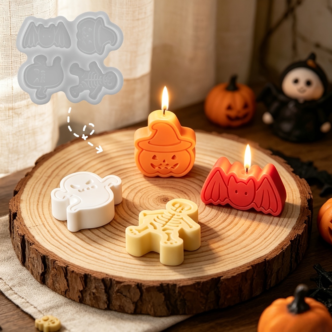Candle Molds - مجموعة قوالب سيليكون من 4 تجاويف